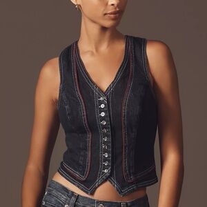 Pilcro Vest. 99% cotton, 1% elastane; 87% polyester, 13% viscose trim